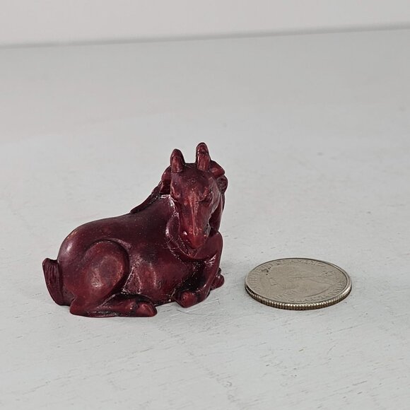 Vintage Red Goat Figurine Sculpture Ram Netsuke Lucky Feng Shui *Chip* - Picture 7 of 9